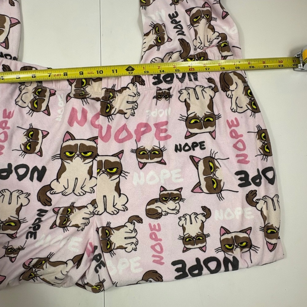 Grumpy Cat Womens 2X Pink Fleece Pajama Set Nope Meme Lounge Sleepwear - Picture 7 of 9